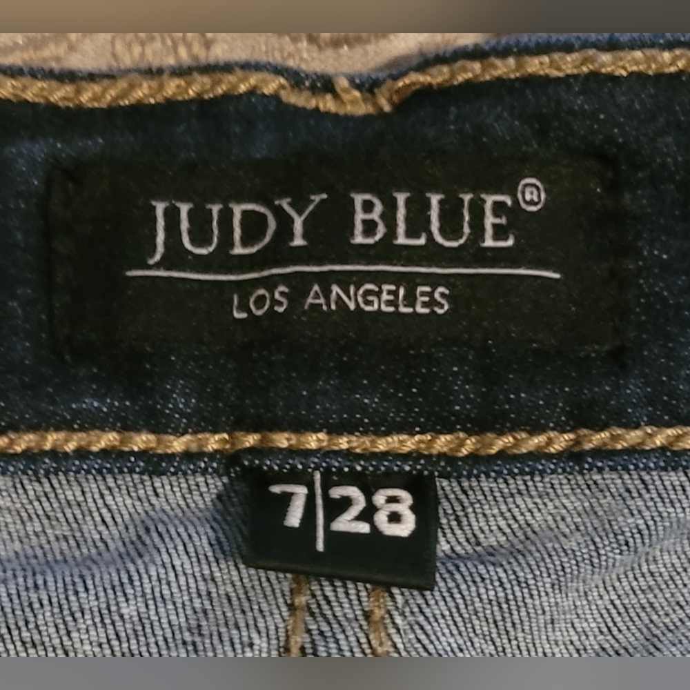 Judy Blue Lily High Rise Raw Hem Flare Dark Wash Jeans - Size 7/28 - Picture 12 of 15